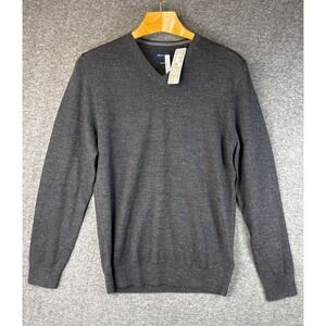 Christian Berg Dark Gray V-Neck Preppy Merino Wool Blend Sweater Mens Size S New
